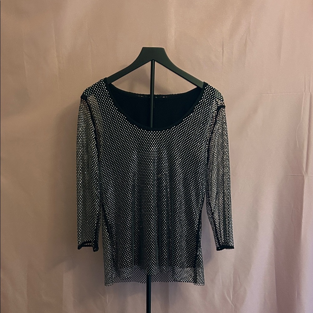 Black Sheer Polka Dot Women's Top